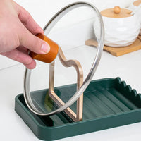 Repose-Ustensiles avec Support de Couvercle Pliable, Vert ou Gris, 18,2 cm