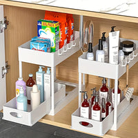 Organiseur Coulissant Sous Évier Compact, Noir ou Blanc