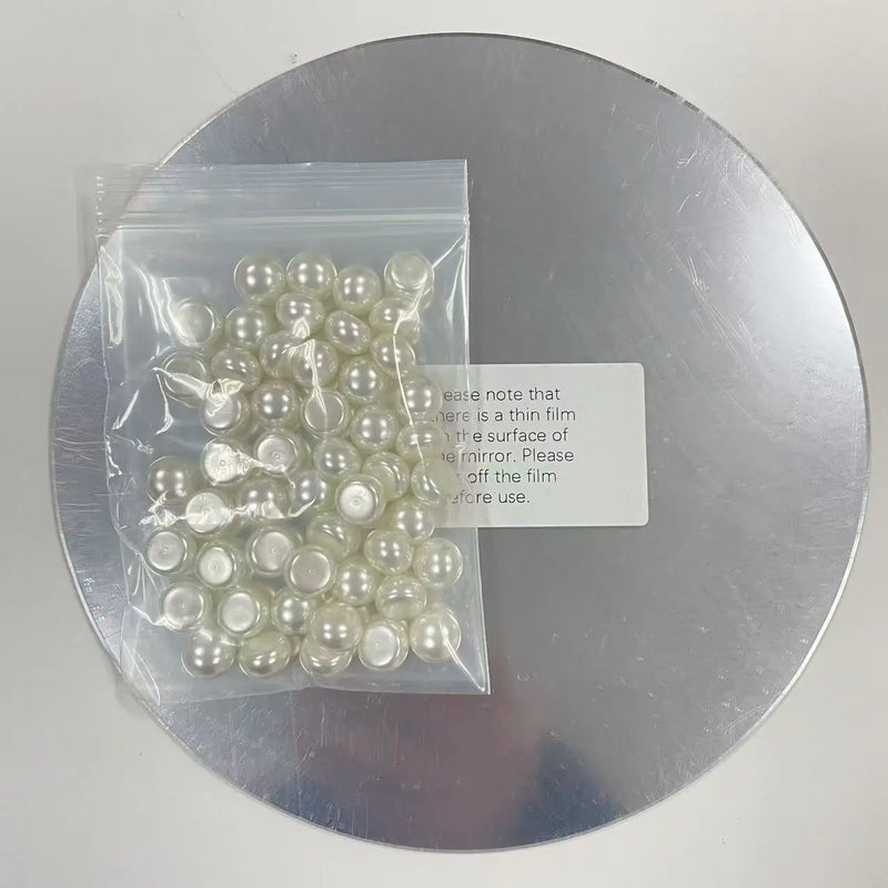 Plateau Miroir Rond Acrylique 20 cm avec 50 Perles Décoratives