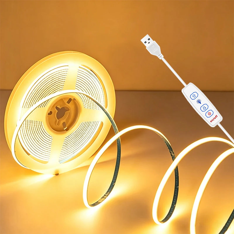 Ruban LED USB COB Variateur Sous Meuble Cuisine 1 à 5 m
