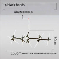 Suspension Cuisine Branches LED Doré ou Noir, 6 à 20 Lampes