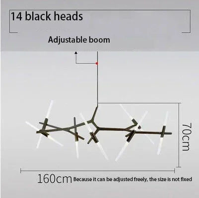 Suspension Cuisine Branches LED Doré ou Noir, 6 à 20 Lampes