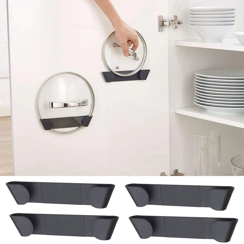 Range-Couvercle Auto-Adhésif Mural, 4 Supports Longs ou Paire à Bouton Doré