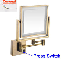 Miroir Grossissant LED Mural Bras Extensible Carré 3X