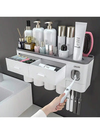 Porte-Brosse à Dents Mural avec Presse-Dentifrice, 2, 3 ou 4 Gobelets