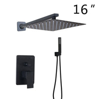 Douche Encastrable Noir Mat Pluie Carrée 20 à 40 cm avec Douchette