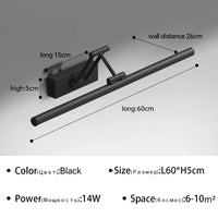 Applique Salle de Bain LED à Bras Articulé Noir ou Blanc 40 à 100 cm