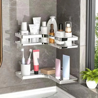 Étagère d'Angle Inox Adhésive Sans Perçage, 26 cm, 1 ou 2 Pièces