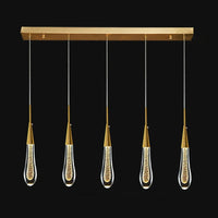 Suspension Cuisine Goutte d'Eau Cristal Doré LED, 1 à 10 Gouttes