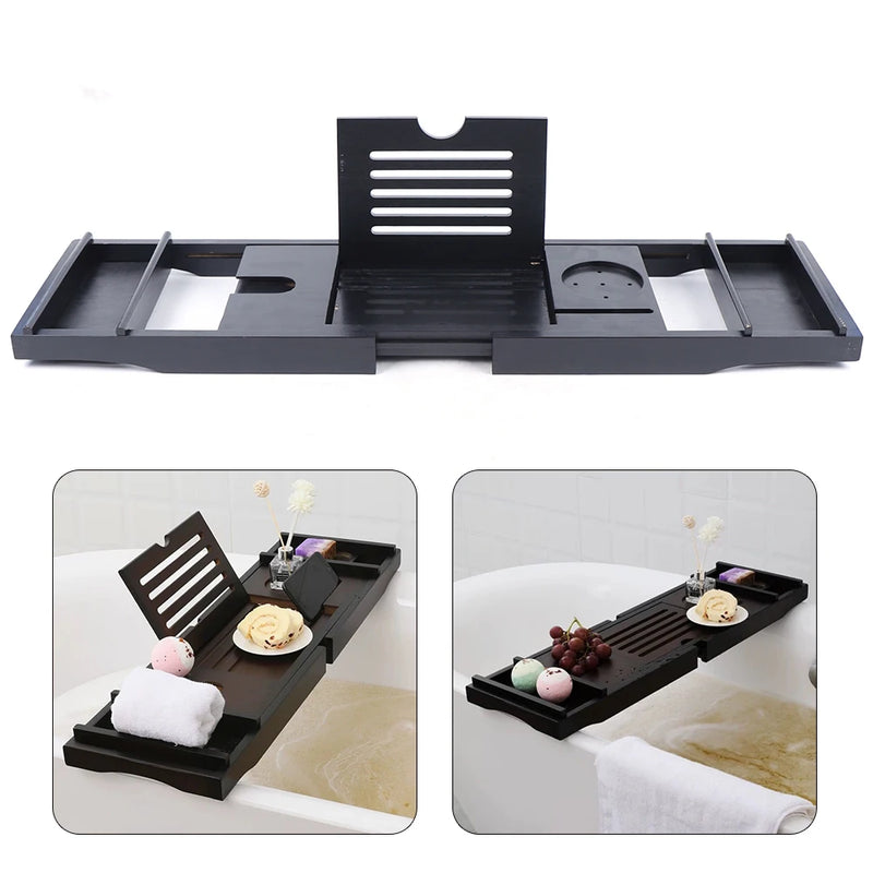 Pont de Baignoire Bambou Noir Extensible 75 à 110 cm