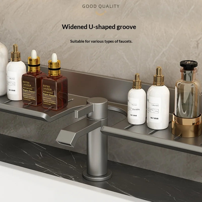 Étagère de Salle de Bain Inox Sans Perçage pour Lavabo