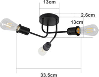Plafonnier Cuisine Industriel Noir 3 ou 4 Lumières E27, Style Rétro