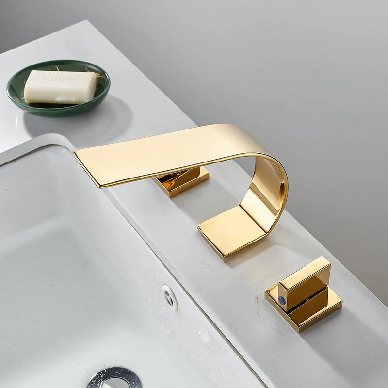 Robinet de Baignoire Cascade Double Bec 3 Pièces