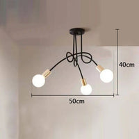 Plafonnier Cuisine Branches 3 ou 5 Lampes E27, Noir, Blanc ou Doré