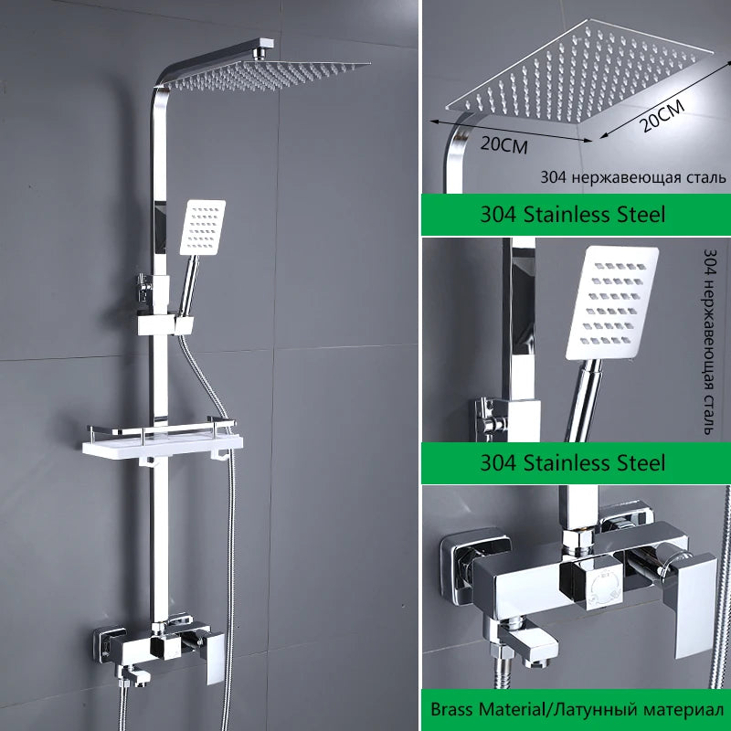 Douche Encastrable 3-4 Voies Noire ou Chromée
