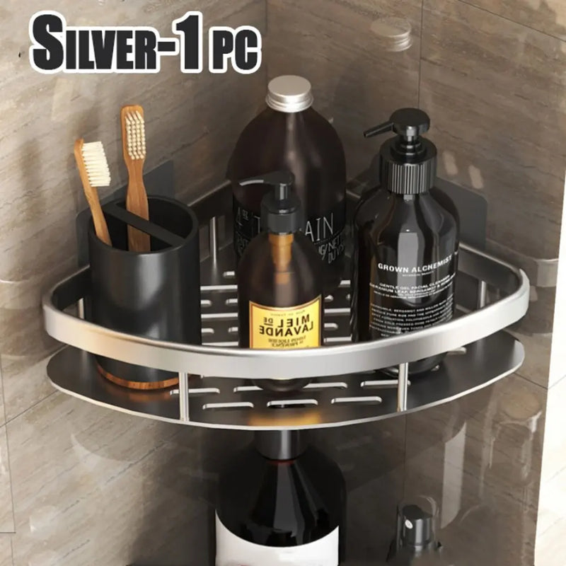 Étagère de Douche d'Angle Aluminium Noir