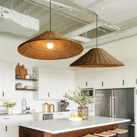 Suspension Cuisine Cône Tressé Beige ou Brun, Ø 40 à 80 cm