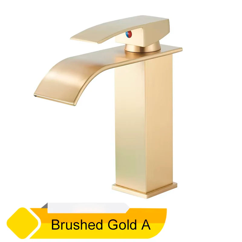 Mitigeur Lavabo Cascade Monotrou Inox 304, 7 Finitions, Modèle Bas ou Haut