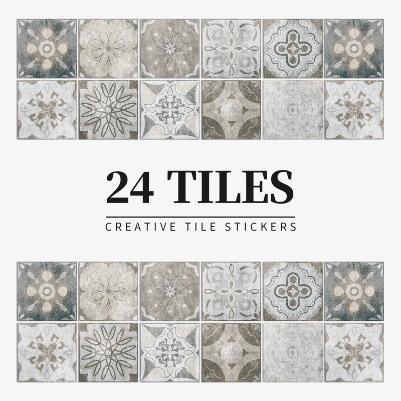 Autocollants Carrelage Adhésifs pour Crédence et Salle de Bain, 26 Motifs, Lot de 24
