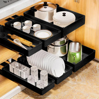 Tiroirs Coulissants pour Rangement Sous Évier Noir, 3 Tailles 40 cm
