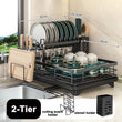 Égouttoir à Vaisselle Compact en Acier au Carbone Antirouille Noir
