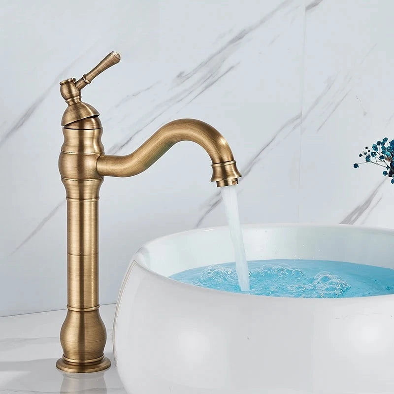 Mitigeur Lavabo Rétro Colonne Laiton Antique