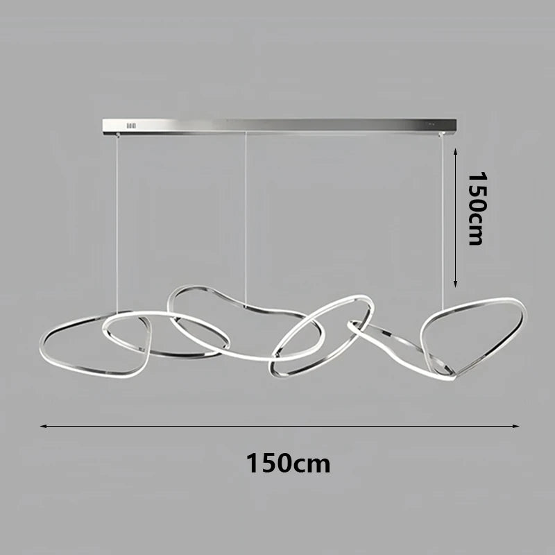 Suspension Cuisine LED Anneaux Entrelacés, 80 à 180 cm