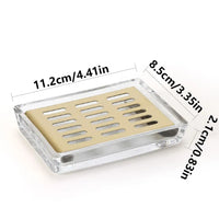 Porte-Savon Verre et Inox Auto-Drainant Rectangulaire, Doré, Noir ou Argent