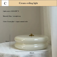 Plafonnier Cuisine en Verre Laiteux Rétro, Blanc ou Crème, Ø 32 ou 40 cm