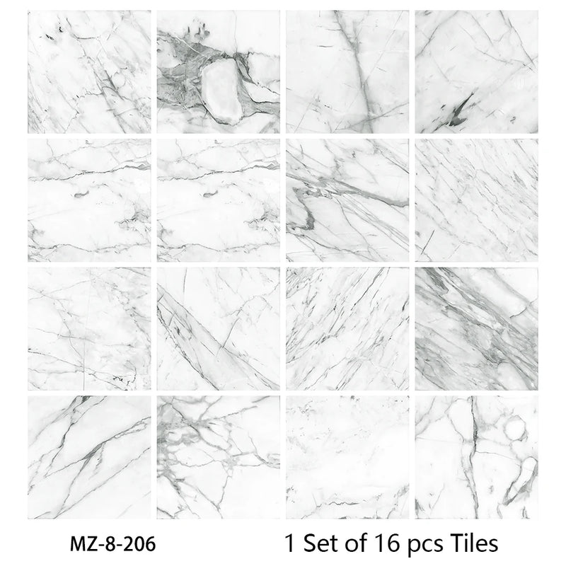 Lot de 16 Stickers Carrelage Adhésifs Motif Aquarelle