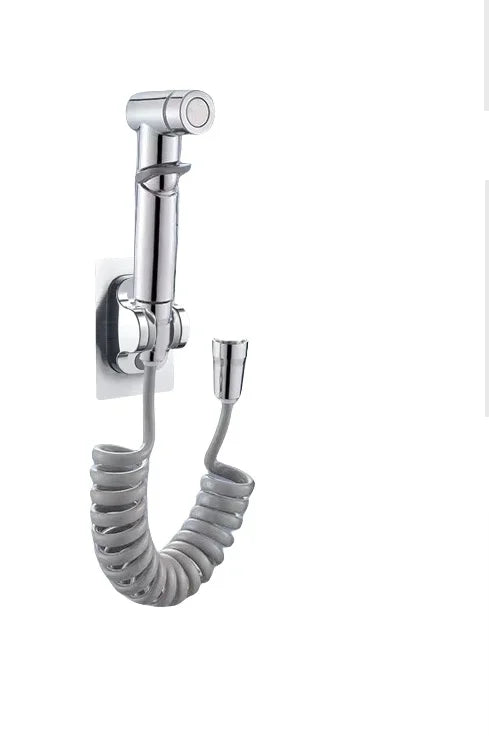 Robinet d'Angle Double Sortie, Douchette WC en Option, Noir Chromé Gris