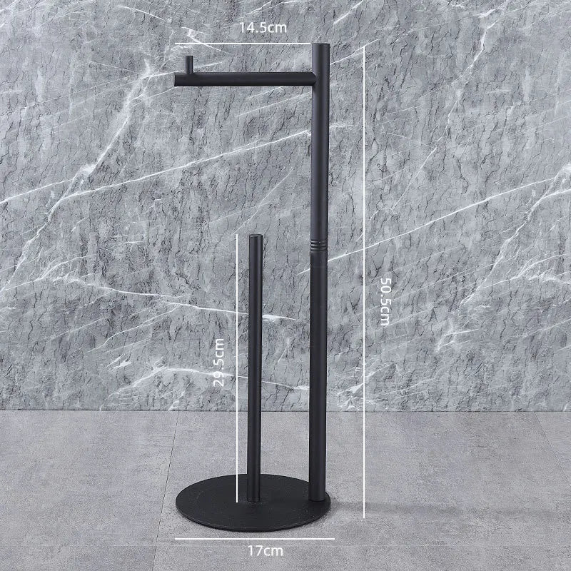 Porte-Papier Toilette sur Pied Noir, avec Réserve ou Porte-Brosse