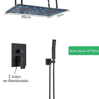 Douche Encastrable LED Plafond Cascade Noir Mat