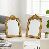 Miroir de Table Doré en Arche Sculptée, Style Vintage, 3 Formats