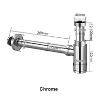 Siphon Lavabo Inox 304 Réglable 10-100 mm, Sortie 300 mm, 5 Finitions