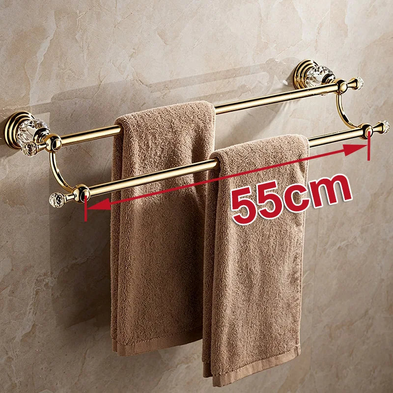 Accessoires Salle de Bain Dorés Cristal à la Pièce, 16 Articles