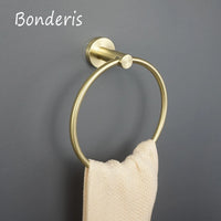 Accessoires Salle de Bain Doré Brossé Inox à la Pièce, 15 Articles
