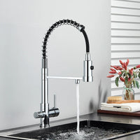 Mitigeur Cuisine 3 Voies Eau Filtrée Col Souple ou Ressort, 5 Finitions