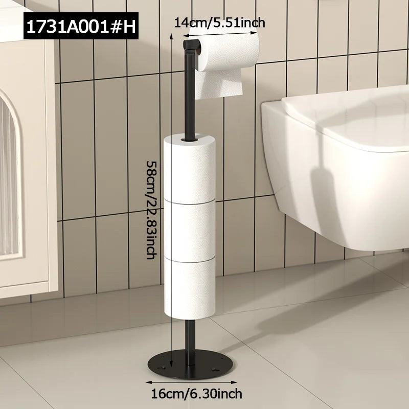 Porte-Papier Toilette sur Pied avec Réserve de Rouleaux, Noir ou Blanc