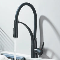 Mitigeur Cuisine Laiton Douchette Extractible Col Souple Noir, Hauteur 42 cm
