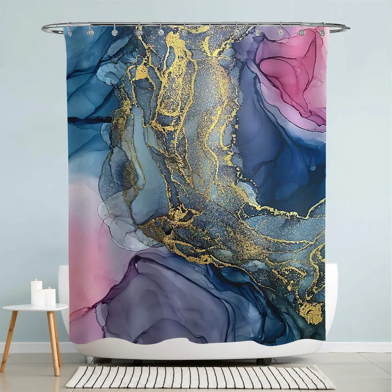 Rideau de Douche Effet Marbre en Tissu, 18 Motifs, 90 à 300 cm