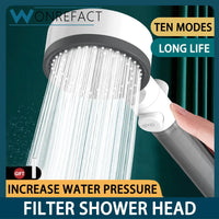 Pommeau de Douche Filtrant 10 Modes Haute Pression avec Bouton Stop