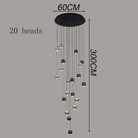 Suspension Cuisine LED à Boules Noires et Dorées, 9 à 60 Lampes
