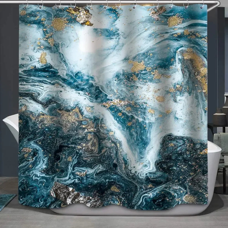 Rideau de Douche Effet Marbre en Tissu, 18 Motifs, 90 à 300 cm