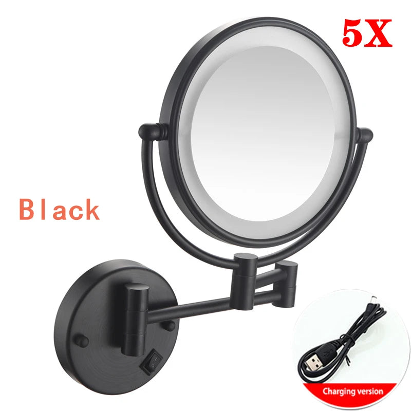 Miroir Grossissant Mural LED Double Face en Laiton 3x ou 5x