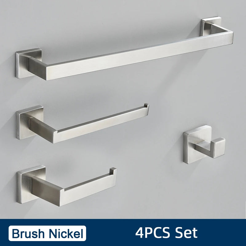 Ensemble Accessoires Salle de Bain Inox 4 Pièces