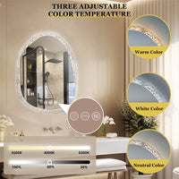 Miroir LED Salle de Bain Organique Anti-Buée Tactile Effet Pierre