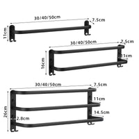 Porte-Serviettes Mural Aluminium Noir Autocollant 1 à 3 Barres 50 cm