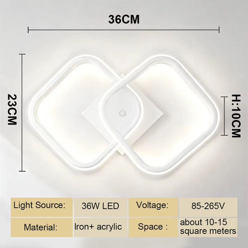 Plafonnier LED Cuisine Multi-Anneaux Dimmable Noir Blanc