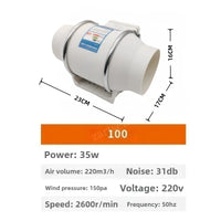 Extracteur Salle de Bain en Ligne 10, 12,5 ou 15 cm, Télécommande